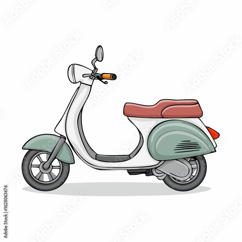 Vintage scooter illustration with classic design and elegant curved lines
