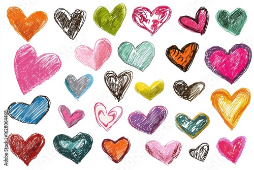 Heartfelt love symbols for romantic invitations, greeting cards, and charming designs in handcrafted style - ideal for expressing affection and capturing emotions