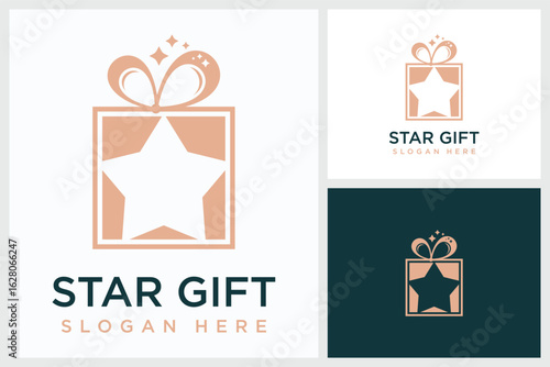 Star Gift Design Inspiration. Star Gift Symbol Logo Vector Template Design, Star Gift Design Logo Vector Illustration