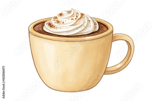 Cozy hot chocolate with whipped cream and cinnamon