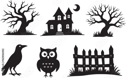 Spooky Halloween silhouettes for festive, haunted designs