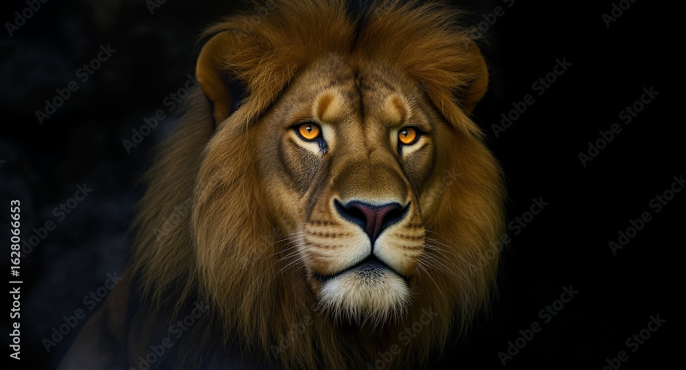 Fototapeta premium Close-up Portrait of a Majestic Lion's Face