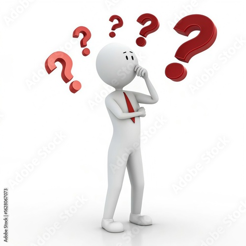 3d man with question mark