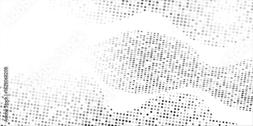 Halftone faded gradient texture. Grunge halftone grit background. White and black sand noise wallpaper. Retro pixilated vector backdrop