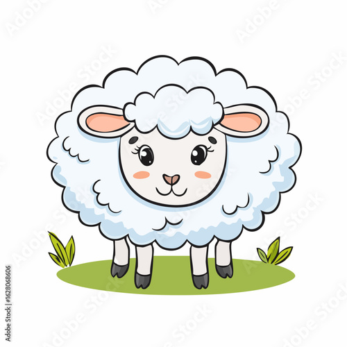 Adorable Cartoon Sheep Illustration: A charming depiction of innocence and cuteness