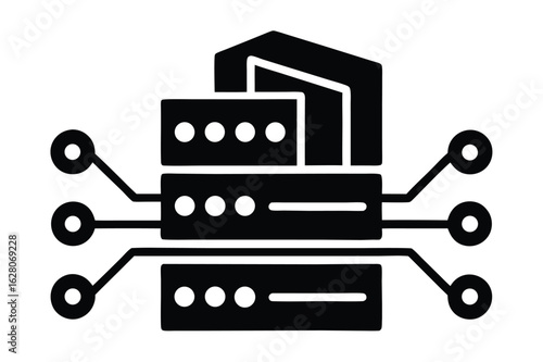 Flat Data Center Icon for Internet Security & Networking