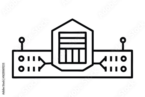 Flat Data Center Icon for Internet Security & Networking