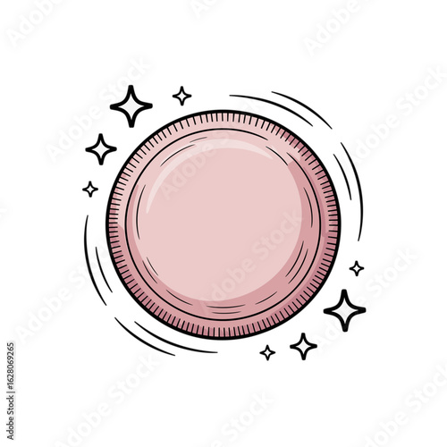 Makeup remover pad, hand-drawn illustration, beauty tool, minimalistic design
