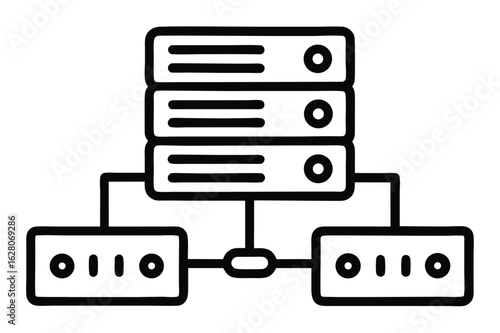 Flat Data Center Icon for Internet Security & Networking