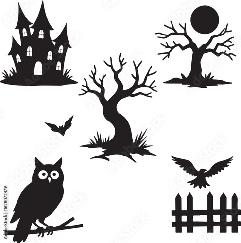 Spooky Halloween silhouettes for festive seasonal designs