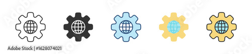 Globalization Icon Set Multiple Style Collection