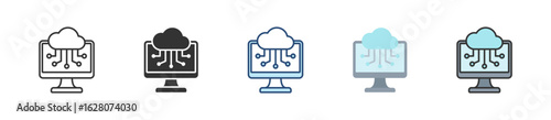 Cloud Computing Icon Set Multiple Style Collection