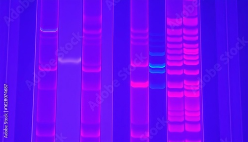 SDS-PAGE gel electrophoresis showing separated protein bands,  analyte, size separation