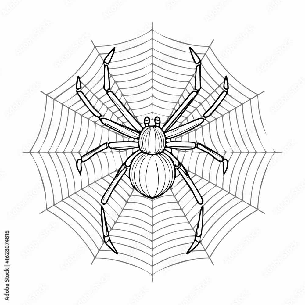 Obraz premium Detailed Spider Illustration on Web for Halloween or Educational Purposes Design Concept