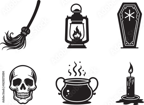 Spooky Halloween icons for festive designs