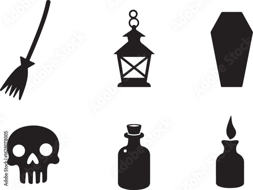 Spooky Halloween icons for festive holiday designs