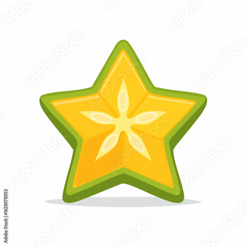 Vibrant Star Fruit Slice: A Colorful and Tropical Still Life Food Illustration