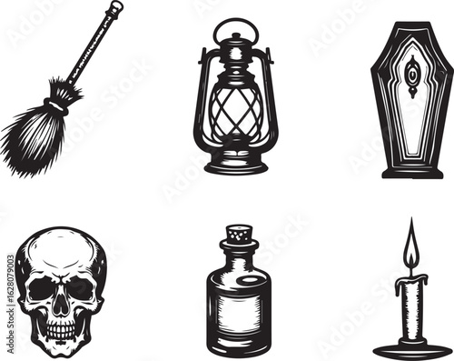 Spooky Halloween icons for festive design and decor