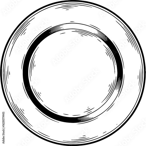 Thanksgiving dinner plate vector illustration. Empty ceramic tableware asset for holiday meal serving and dining design.