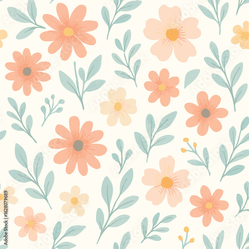 Wallpaper Mural seamless pattern with flowers Torontodigital.ca