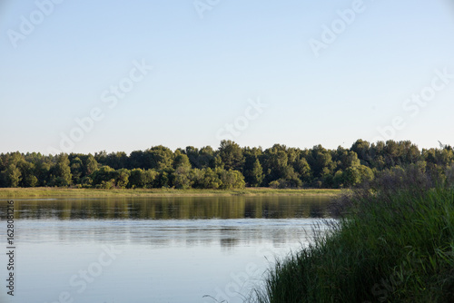 View of Kalix river, Kalixalven, outside of Kalix city on a summer da