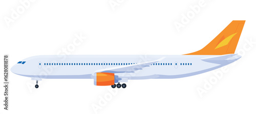 Vector illustration of a passenger airplane isolated on a clean white background, highlighting its functional design and modern features.