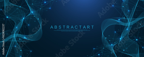 Global network connection concept. Big data visualization. Social network communication in the global computer networks. Internet technology. Business. Science. Vector illustration