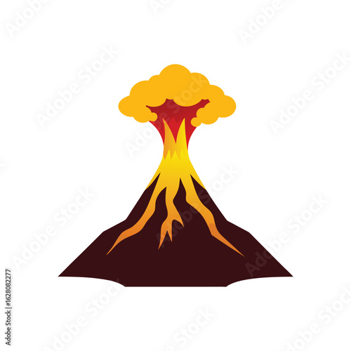 vector illustration of burning volcano