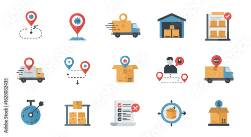 E-commerce delivery and logistics icons for modern business solutions