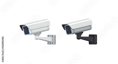 Realistic surveillance camera design in minimalist style for security systems