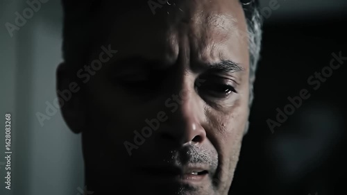 Close-up of a man's distressed face