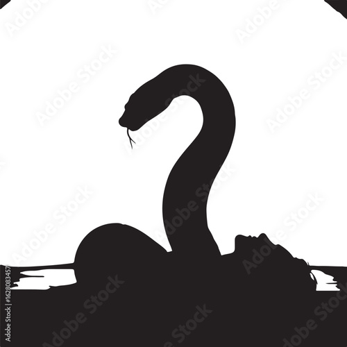 Serpent coiled around human form snake silhouette