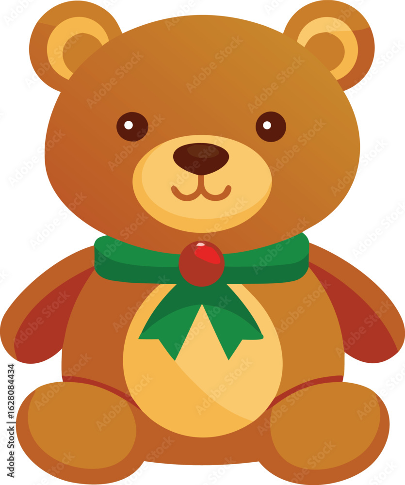 Fototapeta premium Adorable Teddy Bear with Festive Christmas Bow.