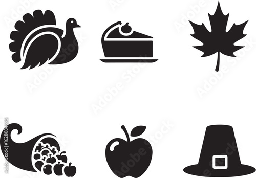 Classic Thanksgiving icons festive harvest celebration symbols