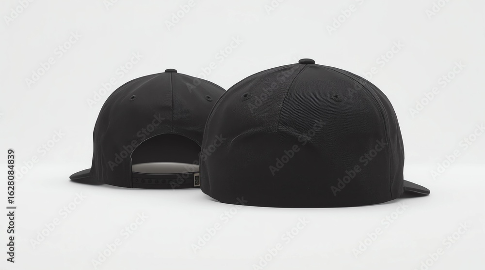 Obraz premium Black plain snapback 5 panel isolated on white background. ready for your mock up design or presentation your project. 