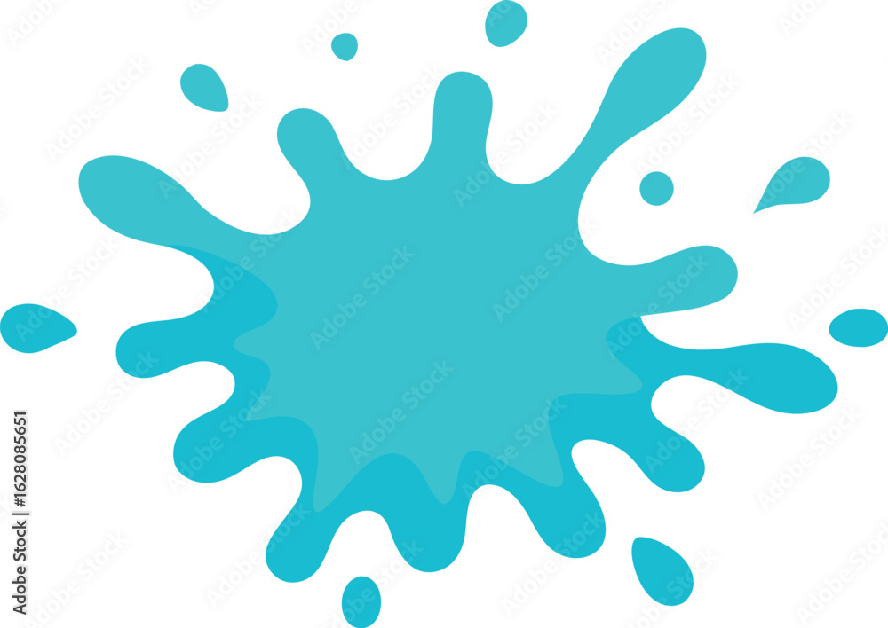 Naklejka premium Bright Cyan Paint Splash Graphic Illustration.