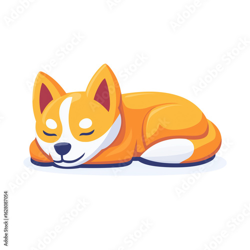 The sleeping dog, vector flat isolated illustration