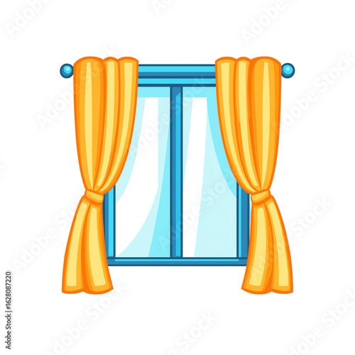 window with curtains, vector flat isolated illustration