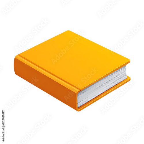 3d icon of orange book isolated on transparent background, a closed notebook or journal for writing, study, and education