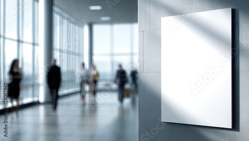 Blank poster on a wall in a modern office.
