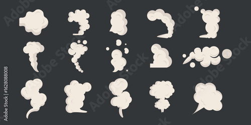 Smoke steam and puff vector elements set