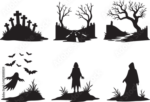 Spooky Halloween silhouettes for festive designs