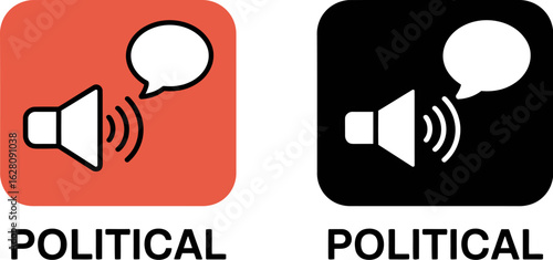 Political communication concept with sound icon and speech bubble