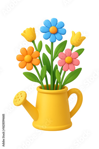Wildflower Watering Can high quality realistic image