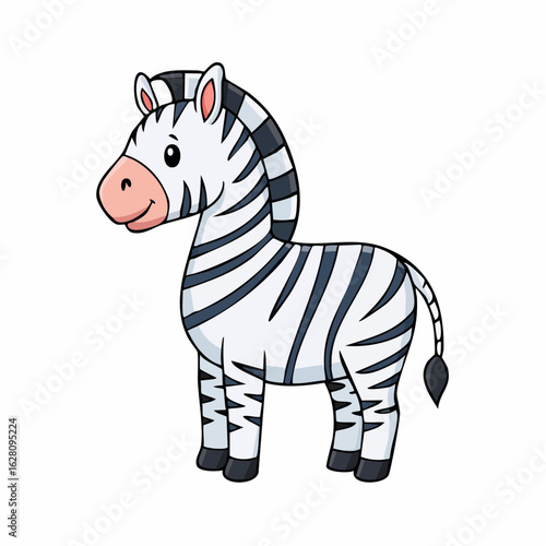 Adorable Cartoon Zebra Illustration on White Background for Children's Designs