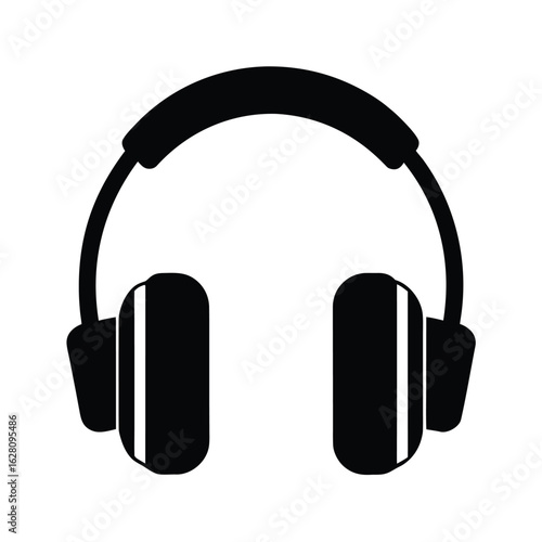 Silhouette of headphones on white background Vector illustration