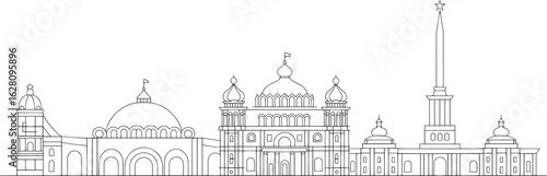 Detailed Cityscape Outline Vector Illustration of Saint Petersburg Skyline with Dome Design