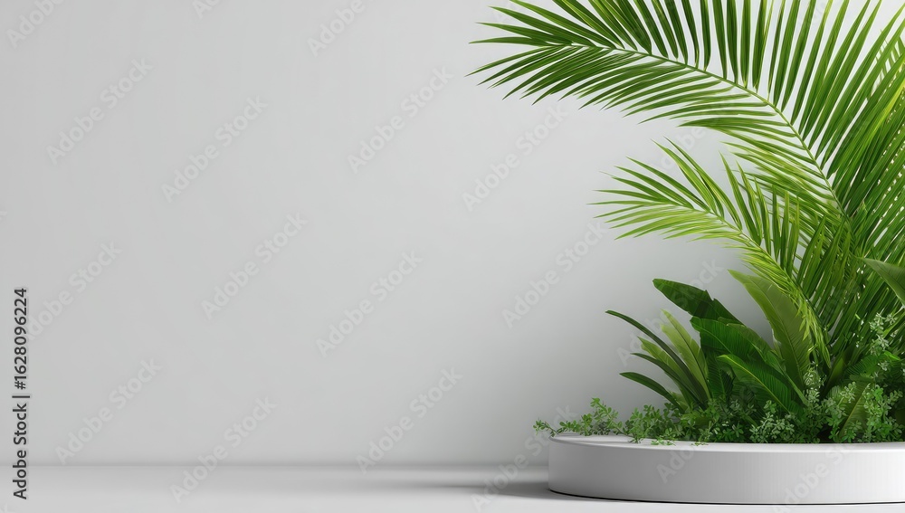 Fototapeta premium Greenery arrangement in a white planter.