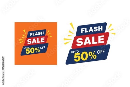 Eye Catching Flash Sale Advertisement Featuring Up to 50 Percent Discount Offer Attractively Designed For Promotions