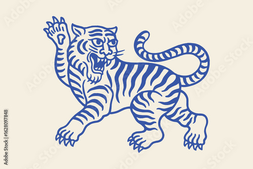 Tiger naive hand drawn style vector illustration